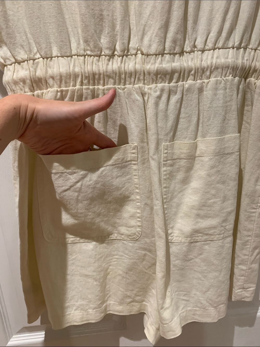 Universal Thread Cream Short-Sleeve Drawstring Romper - Picture 10 of 14